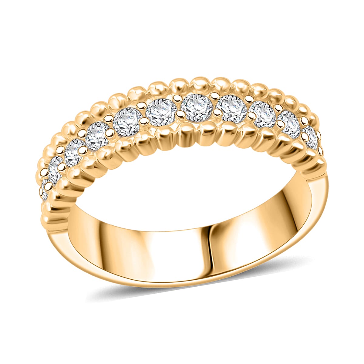 Simulated Diamond 2.00 ctw Ring in 18K Yellow Gold Over Sterling Silver (Size 7.0) image number 0