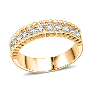 Simulated Diamond 2.00 ctw Ring in 18K Yellow Gold Over Sterling Silver (Size 9.0)