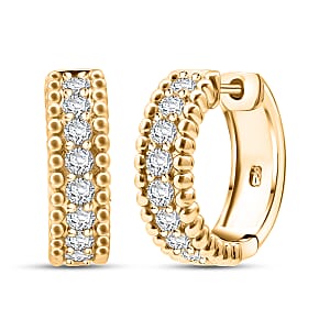 Simulated Diamond 3.25 ctw Earrings in 18K Yellow Gold Over Sterling Silver