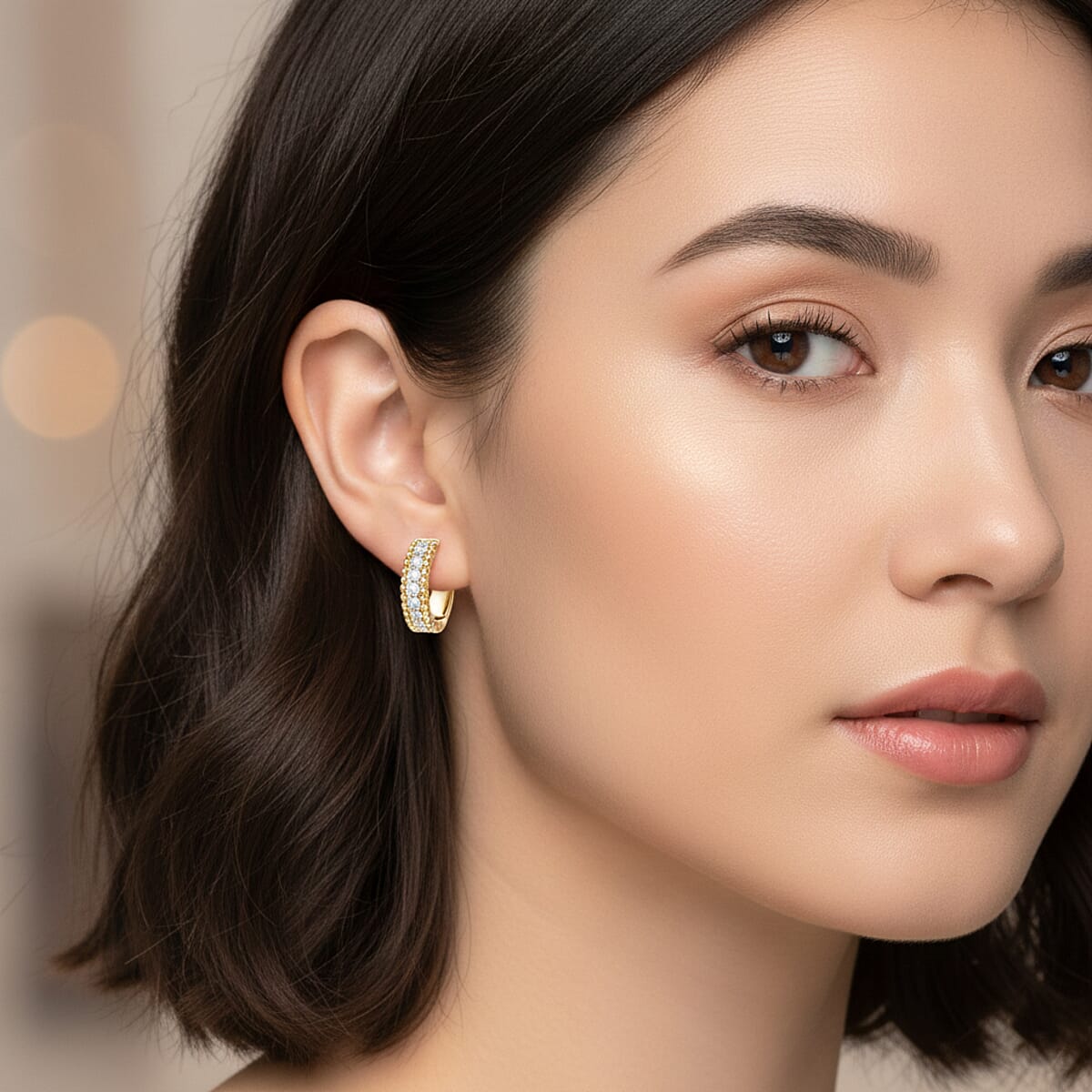 Simulated Diamond 3.25 ctw Earrings in 18K Yellow Gold Over Sterling Silver image number 2