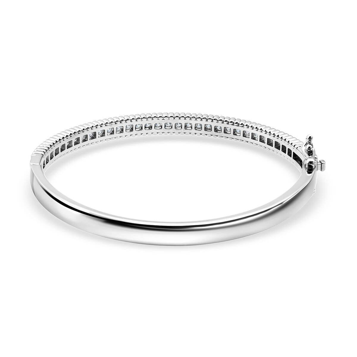 Simulated Diamond 5.90 ctw Bangle Bracelet in Rhodium Over Sterling Silver (7.25 In) image number 3