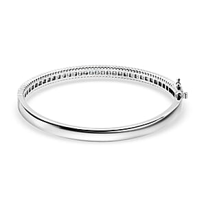 Simulated Diamond 5.90 ctw Bangle Bracelet in Rhodium Over Sterling Silver (7.25 In)