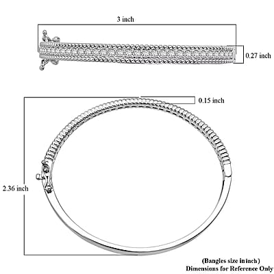 Simulated Diamond 5.90 ctw Bangle Bracelet in Rhodium Over Sterling Silver (7.25 In)