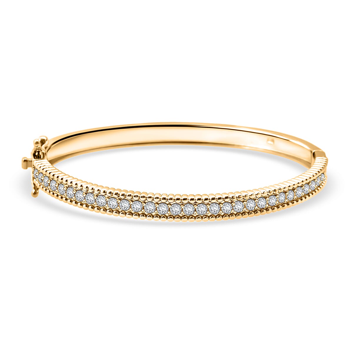 Simulated Diamond 5.90 ctw Bangle Bracelet in 18K Yellow Gold Over Sterling Silver (7.25 In) image number 0