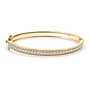 Simulated Diamond 5.90 ctw Bangle Bracelet in 18K Yellow Gold Over Sterling Silver (7.25 In)
