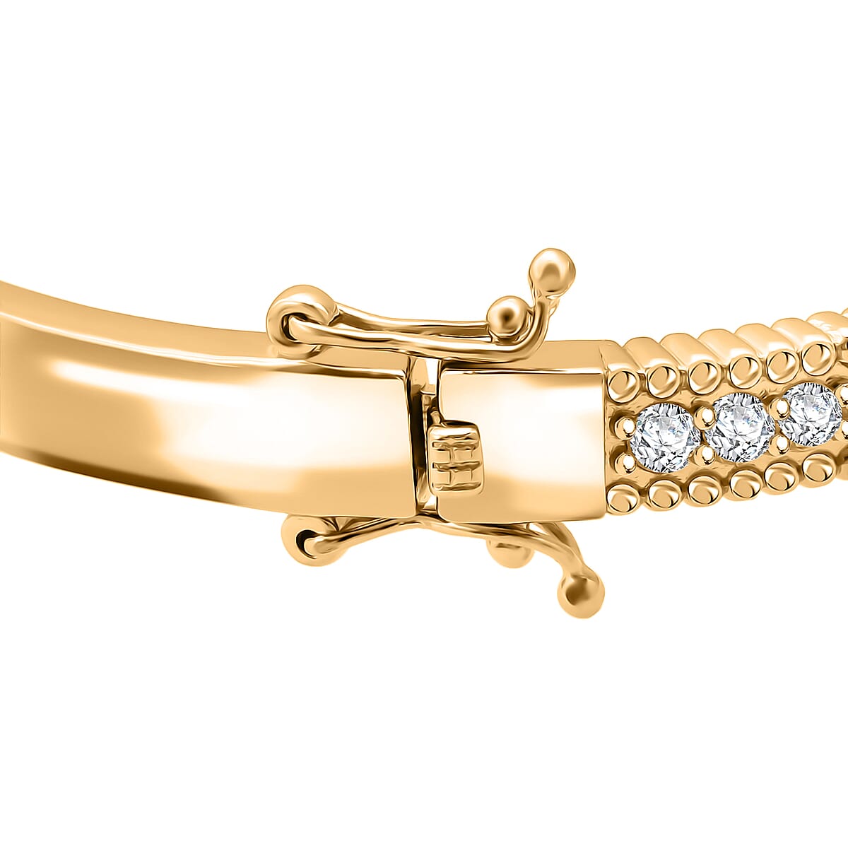 Simulated Diamond 5.90 ctw Bangle Bracelet in 18K Yellow Gold Over Sterling Silver (7.25 In) image number 4