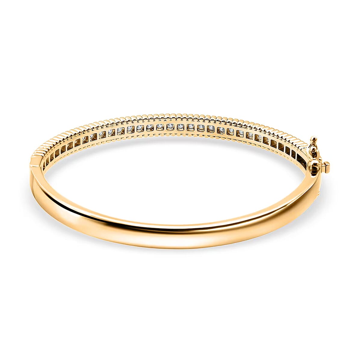 Simulated Diamond 5.90 ctw Bangle Bracelet in 18K Yellow Gold Over Sterling Silver (7.25 In) image number 7