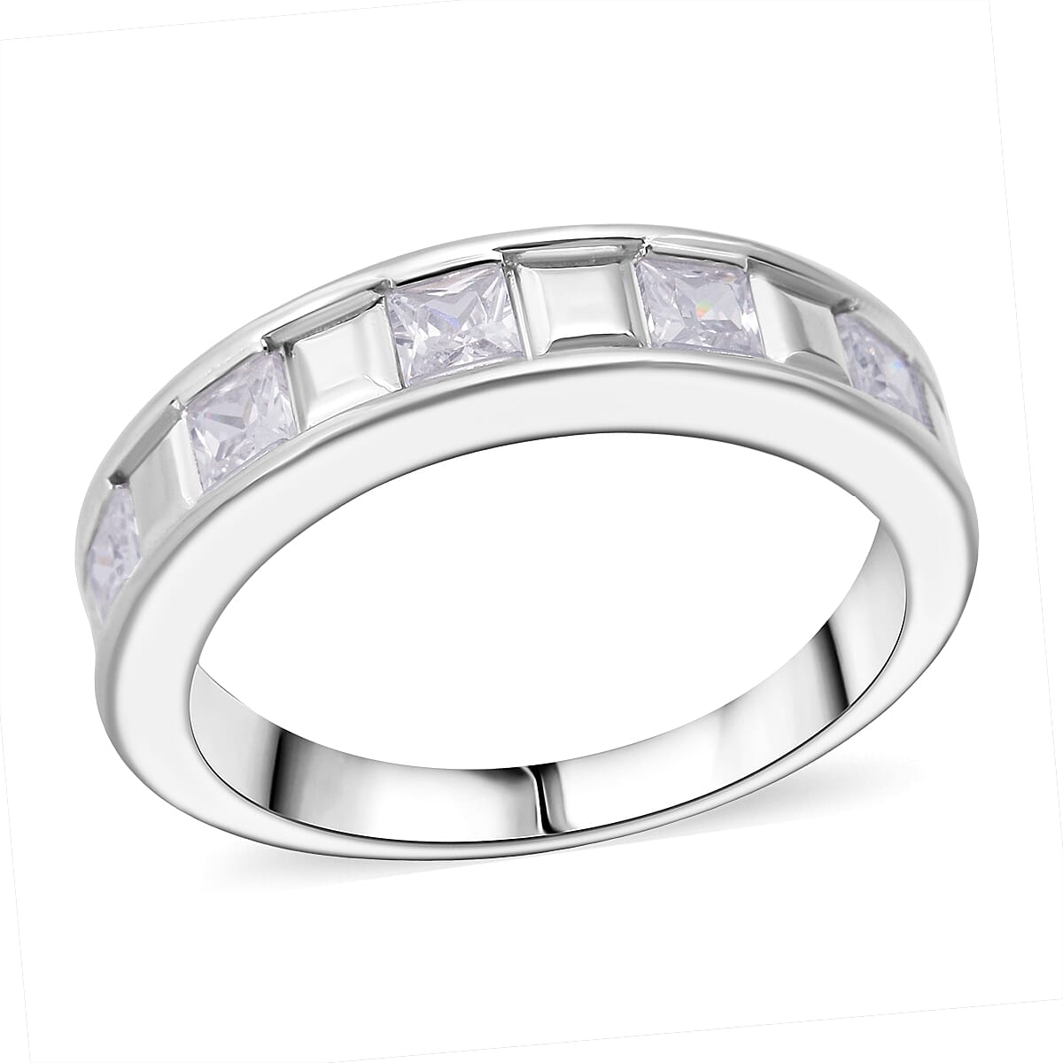 Simulated Diamond 1.25 ctw Ring in Rhodium Over Sterling Silver (Size 6.0) image number 0