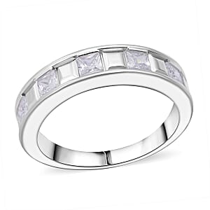 Simulated Diamond 1.25 ctw Ring in Rhodium Over Sterling Silver (Size 7.0)