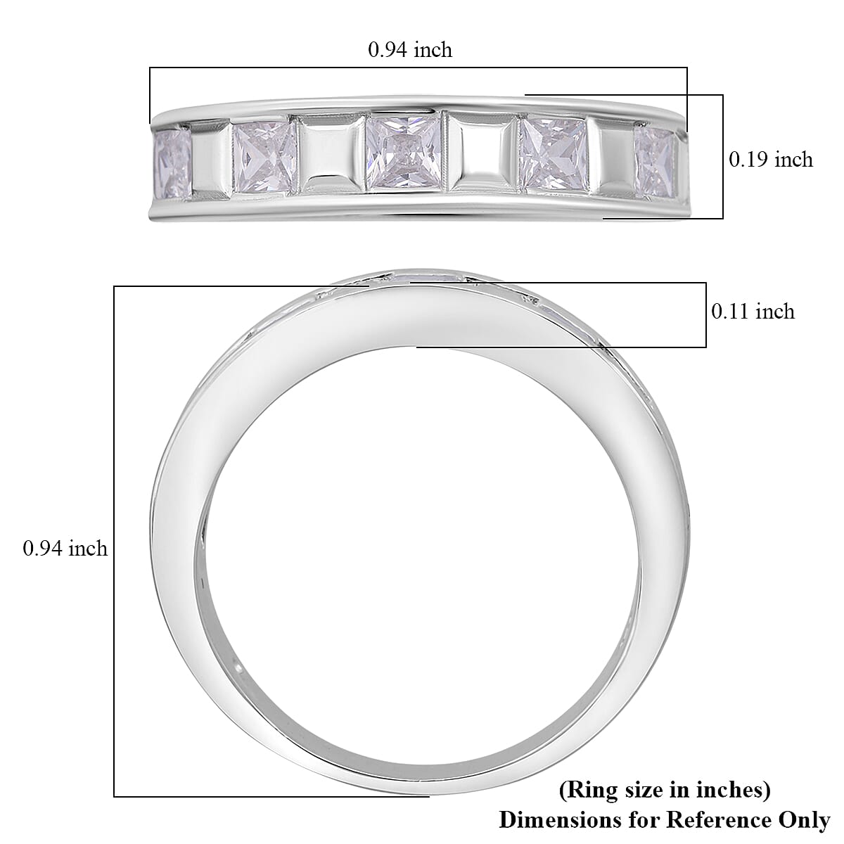 Simulated Diamond 1.25 ctw Ring in Rhodium Over Sterling Silver (Size 7.0) image number 5