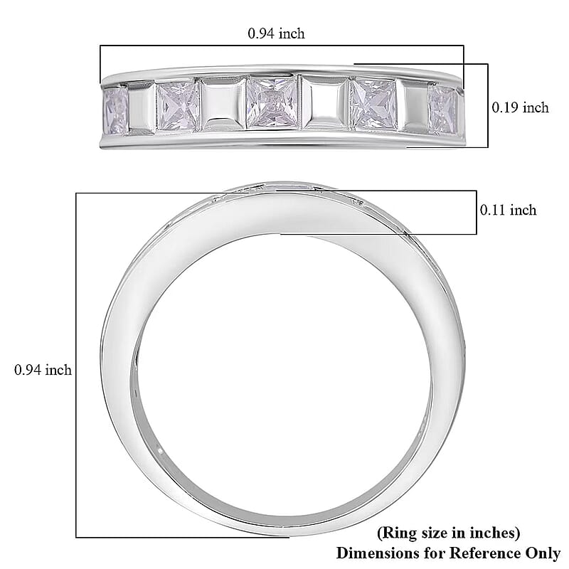 Simulated Diamond 1.25 ctw Ring in Rhodium Over Sterling Silver (Size 7.0)