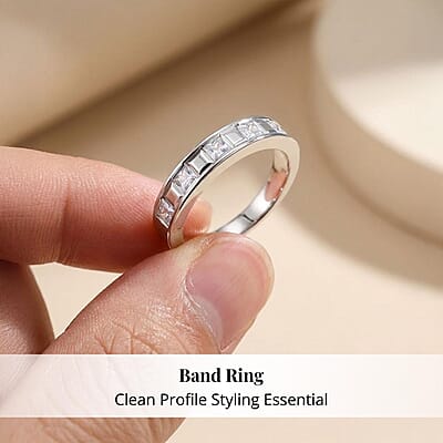 Simulated Diamond 1.25 ctw Ring in Rhodium Over Sterling Silver (Size 8.0)
