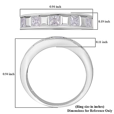 Simulated Diamond 1.25 ctw Ring in Rhodium Over Sterling Silver (Size 8.0)