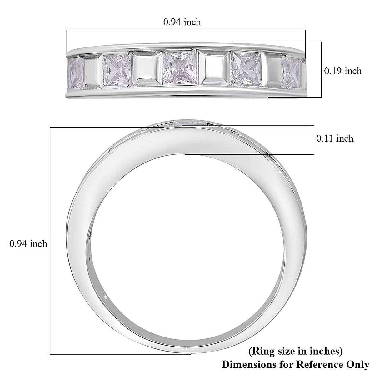 Simulated Diamond 1.25 ctw Ring in Rhodium Over Sterling Silver (Size 9.0) image number 6