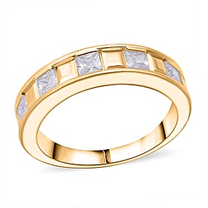Simulated Diamond 1.25 ctw Ring in 18K Yellow Gold Over Sterling Silver (Size 8.0)