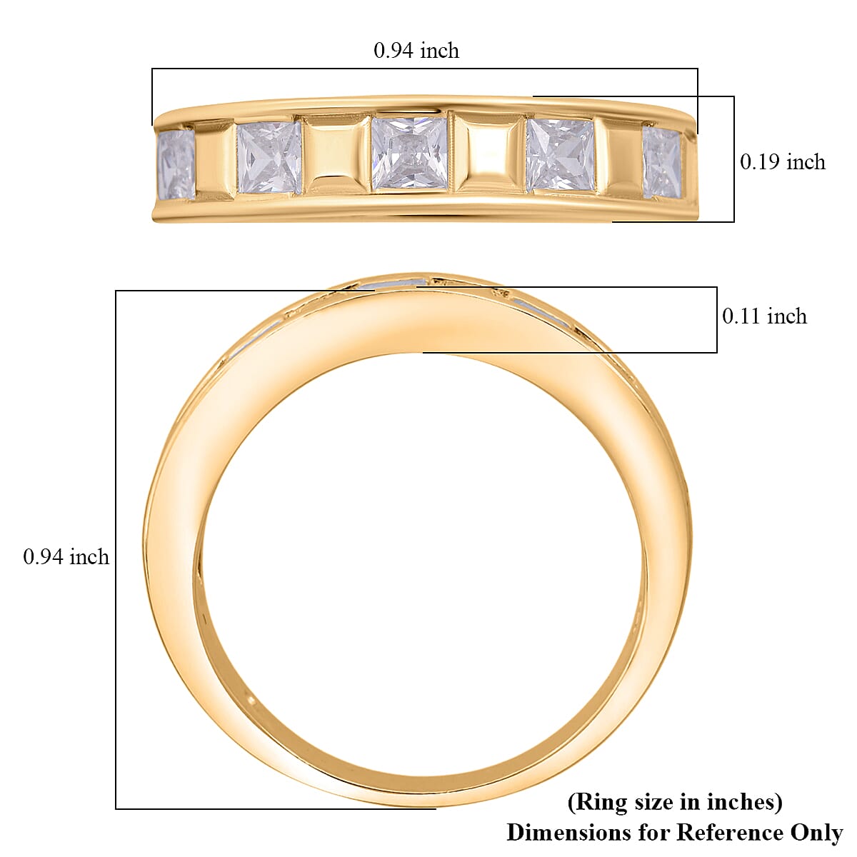 Simulated Diamond 1.25 ctw Ring in 18K Yellow Gold Over Sterling Silver (Size 8.0) image number 5