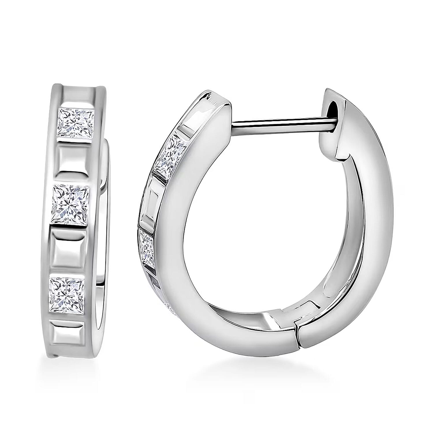 Simulated Diamond 1.50 ctw Earrings in Rhodium Over Sterling Silver