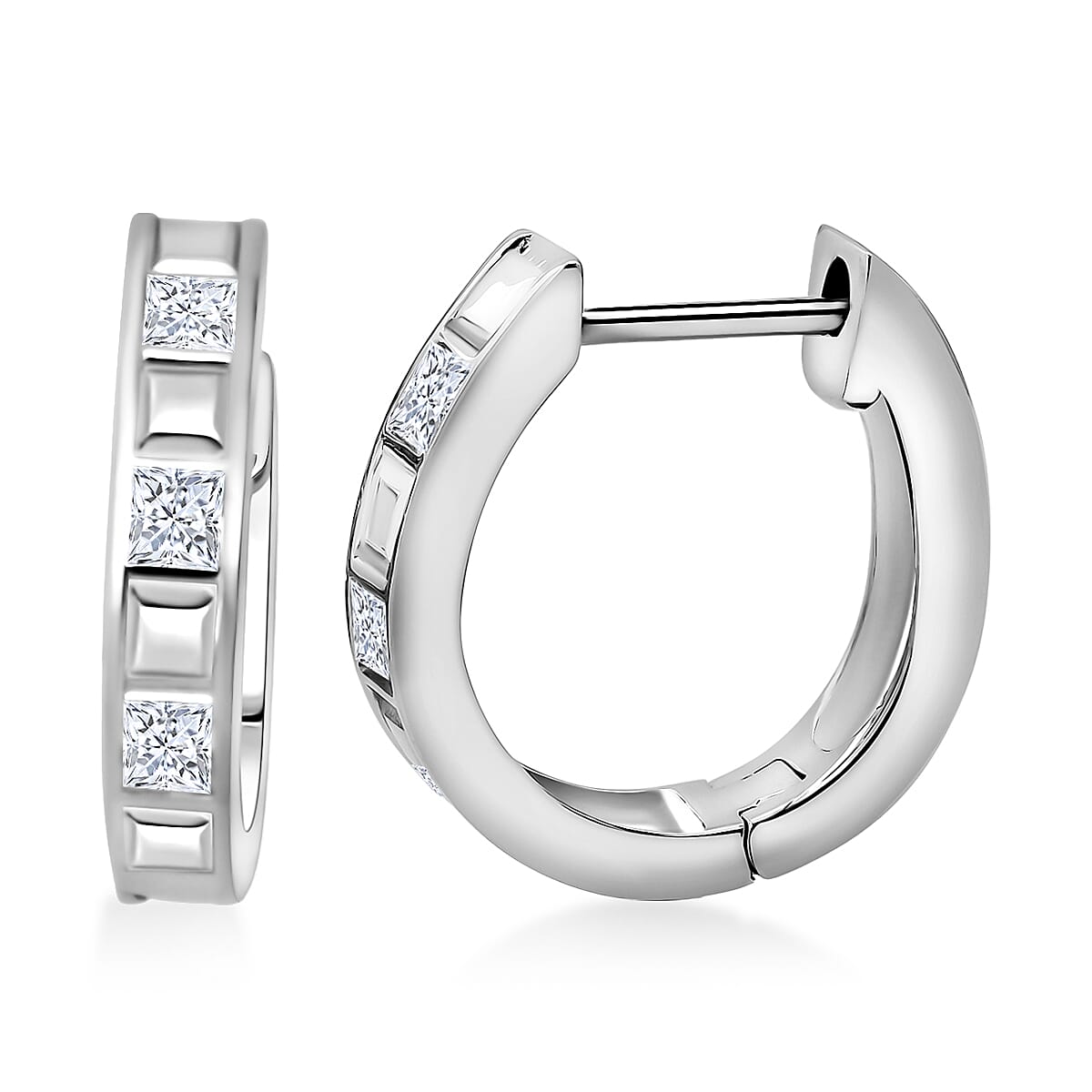 Simulated Diamond Earrings in Rhodium Over Sterling Silver 1.50 ctw image number 0