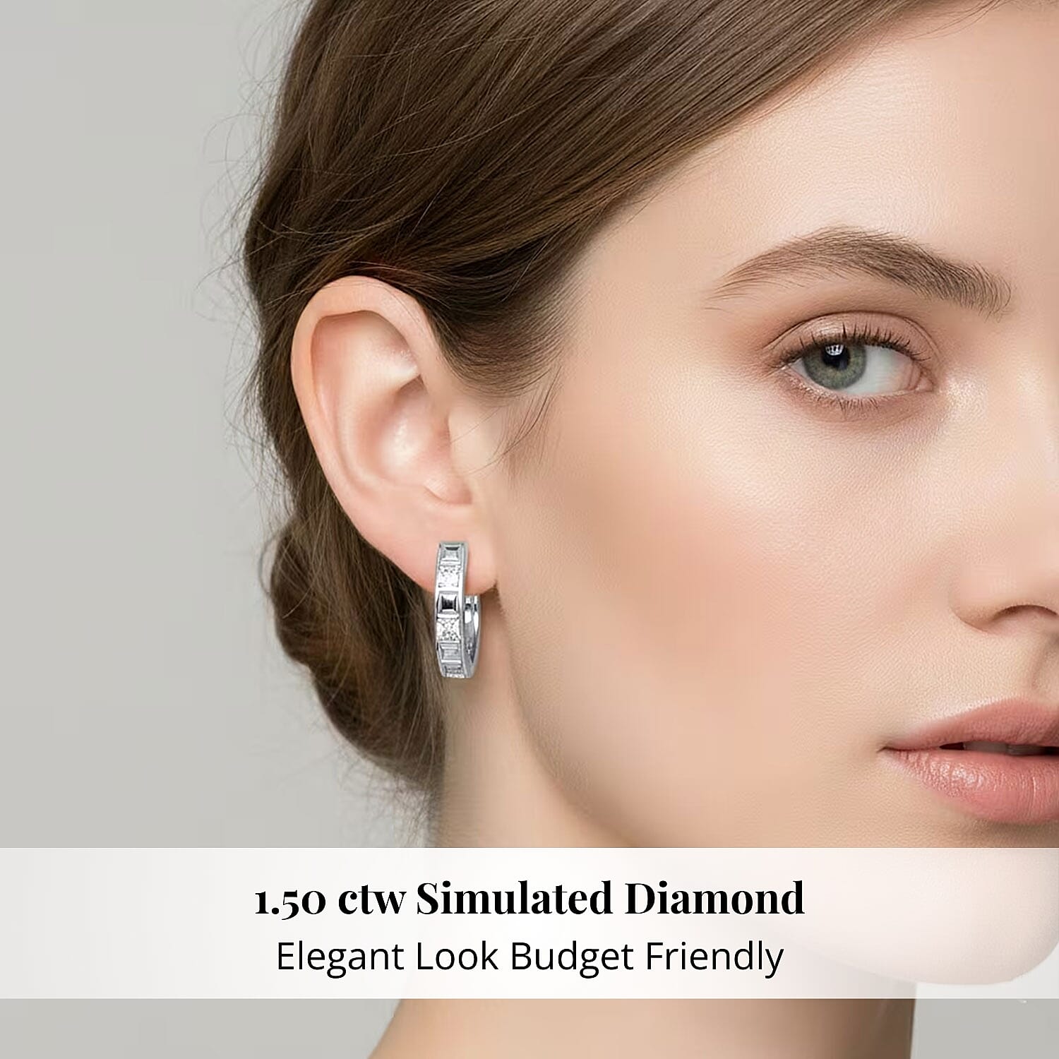 Simulated Diamond 1.50 ctw Earrings in Rhodium Over Sterling Silver