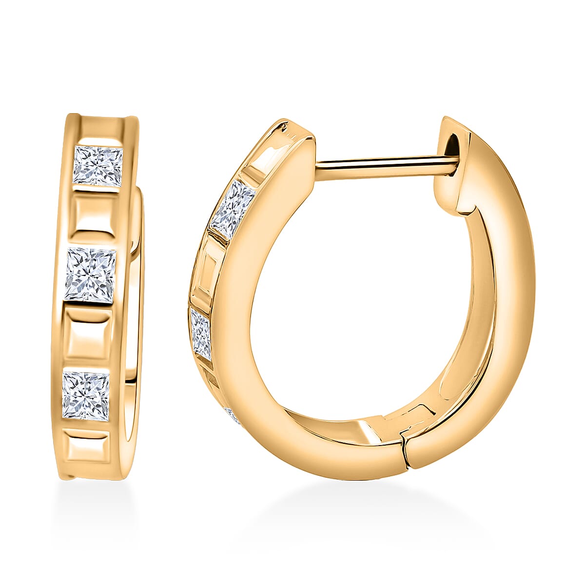 Simulated Diamond 1.50 ctw Earrings in 18K Yellow Gold Over Sterling Silver image number 0