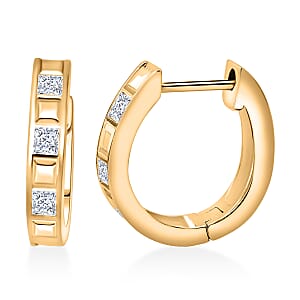Simulated Diamond 1.50 ctw Earrings in 18K Yellow Gold Over Sterling Silver