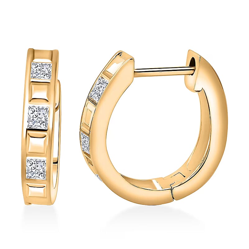 Simulated Diamond 1.50 ctw Earrings in 18K Yellow Gold Over Sterling Silver