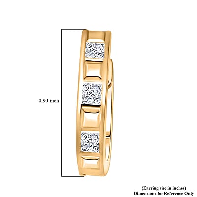 Simulated Diamond 1.50 ctw Earrings in 18K Yellow Gold Over Sterling Silver