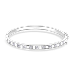 Simulated Diamond 2.75 ctw Bangle Bracelet in Rhodium Over Sterling Silver (7.25 In)