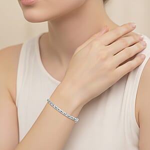 Simulated Diamond 2.75 ctw Bangle Bracelet in Rhodium Over Sterling Silver (7.25 In)