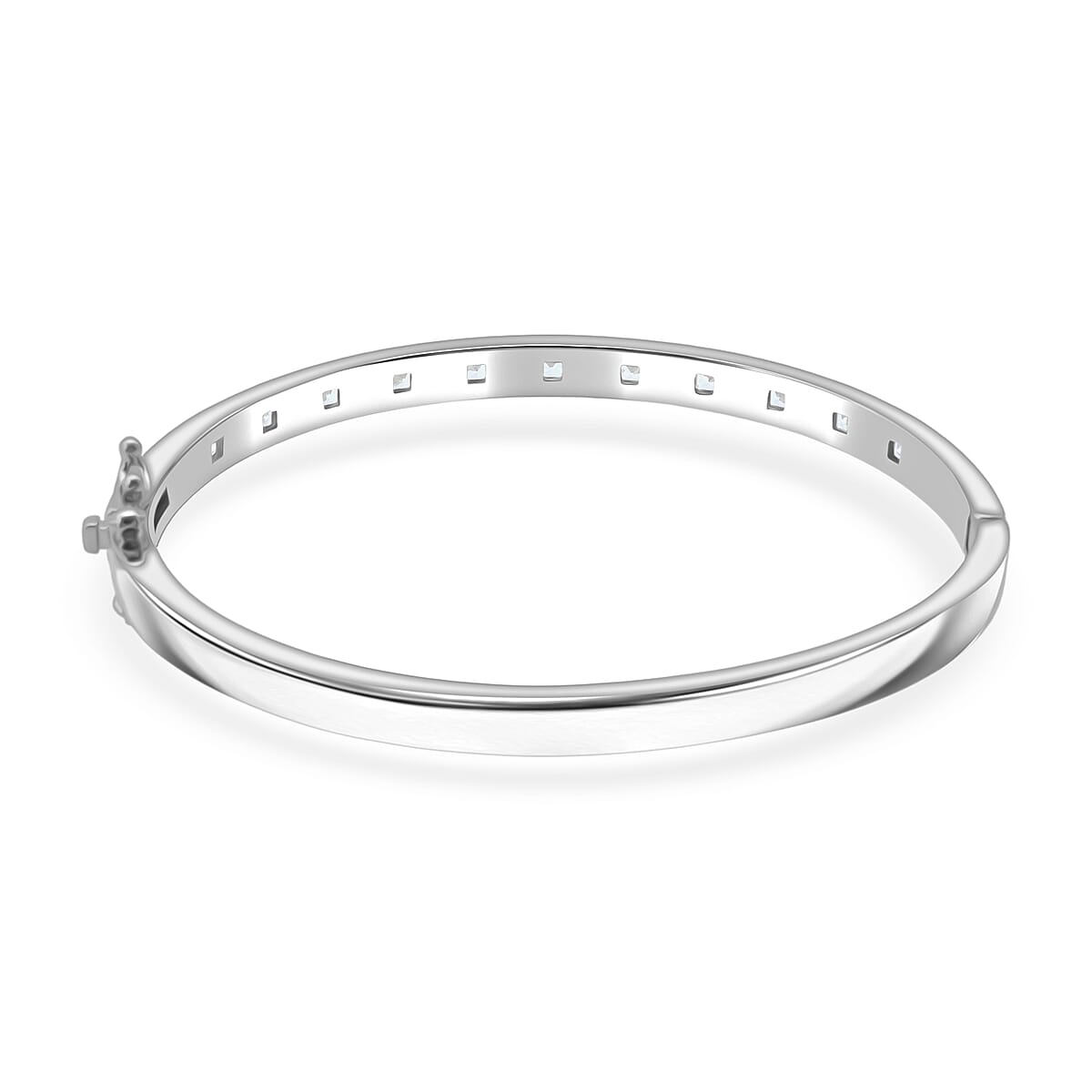Simulated Diamond 2.75 ctw Bangle Bracelet in Rhodium Over Sterling Silver (7.25 In) image number 3