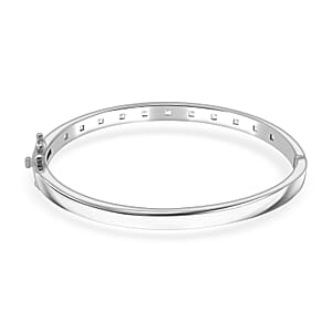 Simulated Diamond 2.75 ctw Bangle Bracelet in Rhodium Over Sterling Silver (7.25 In)