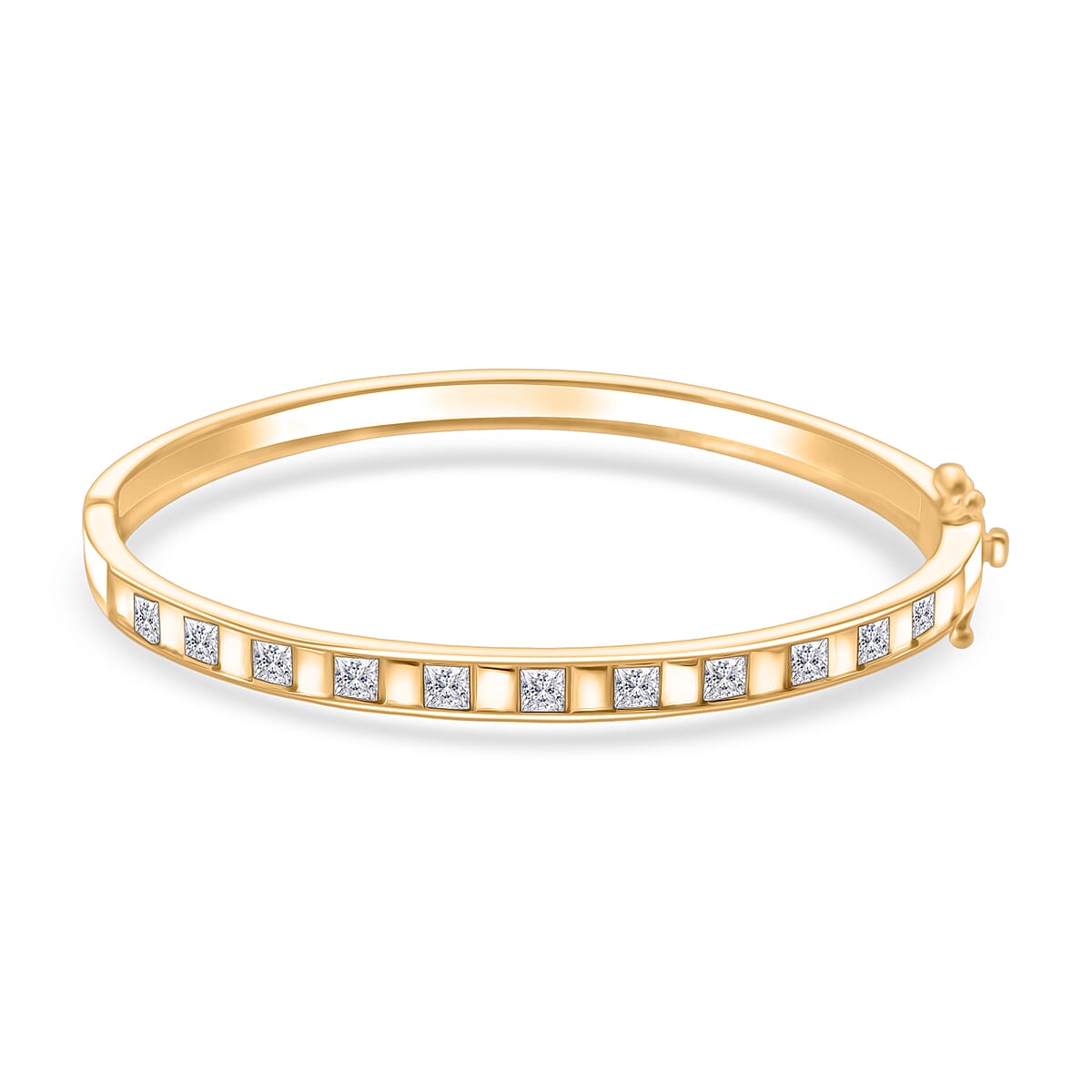 Simulated Diamond 2.75 ctw Bangle Bracelet in 18K Yellow Gold Over Sterling Silver (7.25 In) image number 0