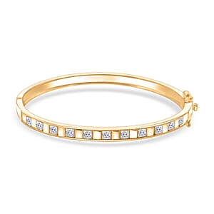 Simulated Diamond 2.75 ctw Bangle Bracelet in 18K Yellow Gold Over Sterling Silver (7.25 In)