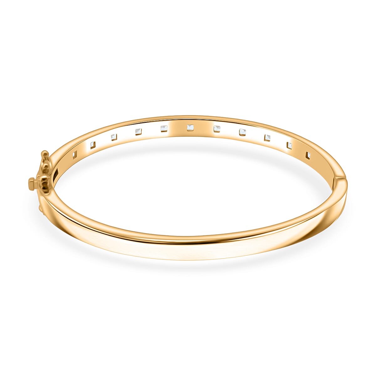 Simulated Diamond 2.75 ctw Bangle Bracelet in 18K Yellow Gold Over Sterling Silver (7.25 In) image number 3