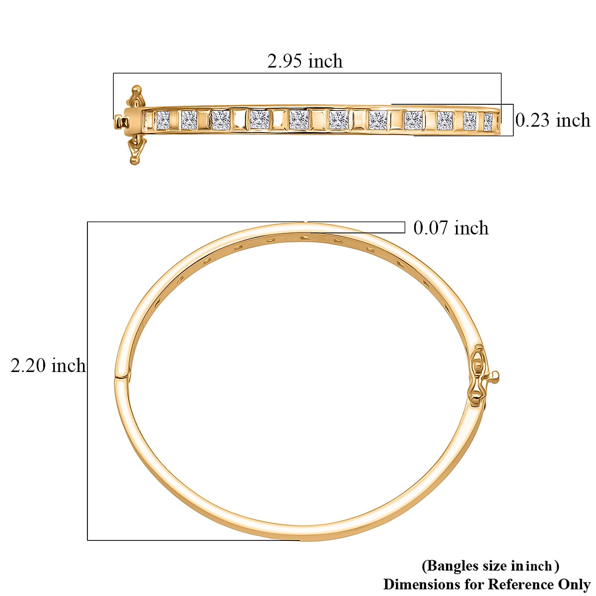 Simulated Diamond 2.75 ctw Bangle Bracelet in 18K Yellow Gold Over Sterling Silver (7.25 In) image number 4