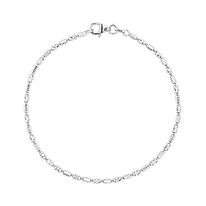 Rhodium Over Sterling Silver 2mm Typhoon Bracelet (7.50 In) 2.36 Grams