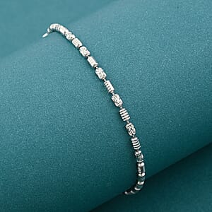 Rhodium Over Sterling Silver 2mm Typhoon Bracelet (7.50 In) 2.36 Grams