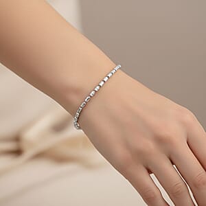 Rhodium Over Sterling Silver 2mm Typhoon Bracelet (7.50 In) 2.36 Grams