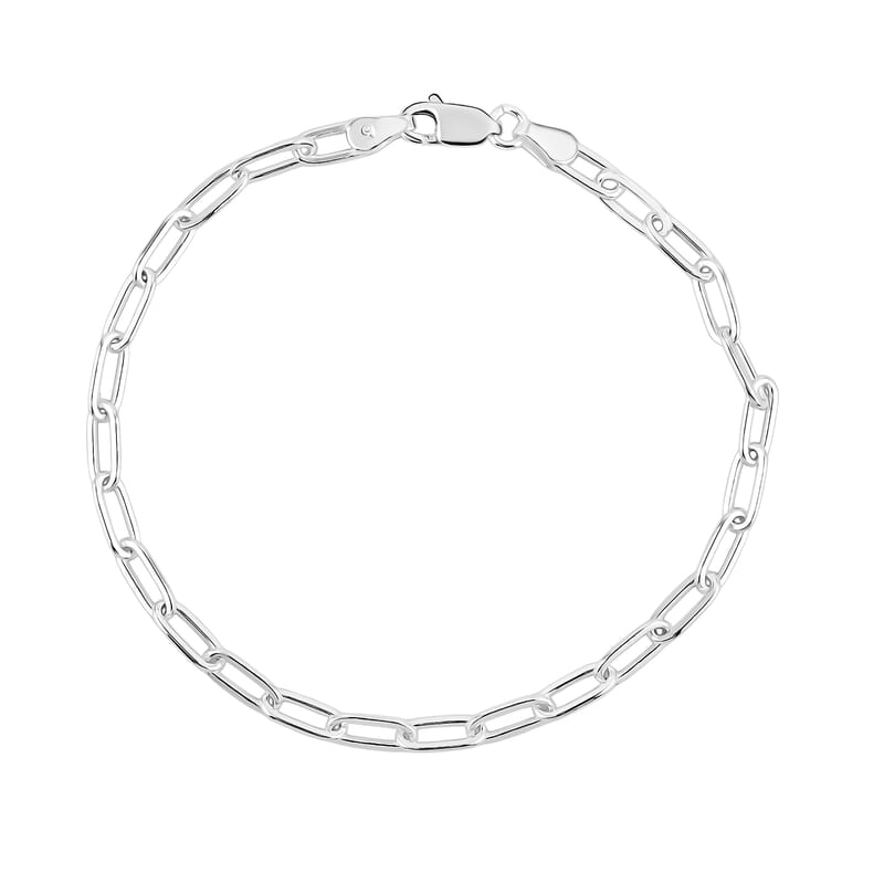 Italian Sterling Silver 3.6mm Paperclip Chain Bracelet (7.25 In) 4.06 Grams