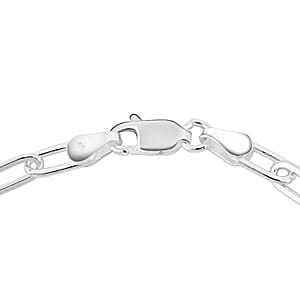 Italian Sterling Silver 3.6mm Paperclip Chain Bracelet (7.25 In) 4.06 Grams