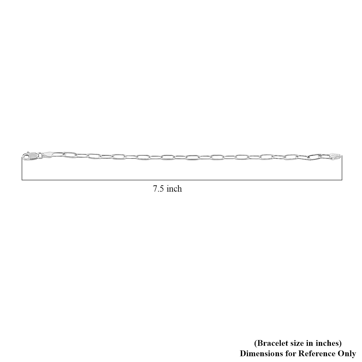 Italian Sterling Silver 3.6mm Paperclip Chain Bracelet (7.25 In) 4.06 Grams