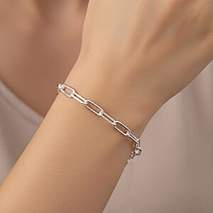 Italian Sterling Silver 3.6mm Paperclip Chain Bracelet (8.00 In) 4.35 Grams