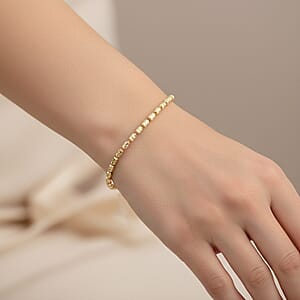 Italian 14K Yellow Gold Over Sterling Silver 2mm Diamond Cut Typhoon Bracelet (7.25 In) 2.40 Grams