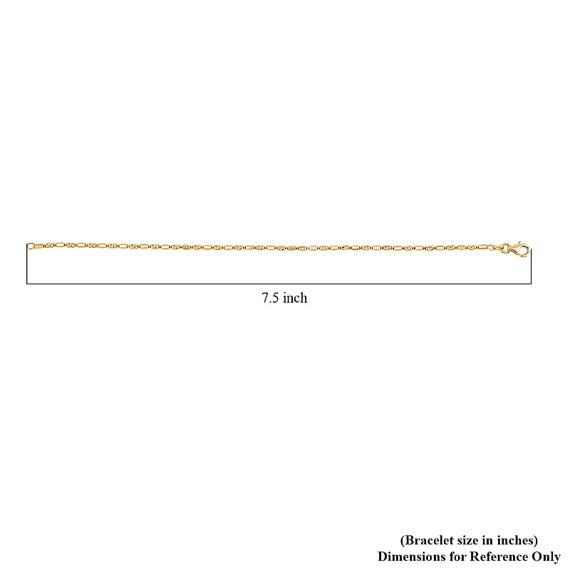 Italian 14K Yellow Gold Over Sterling Silver 2mm Diamond Cut Typhoon Bracelet (7.25 In) 2.40 Grams