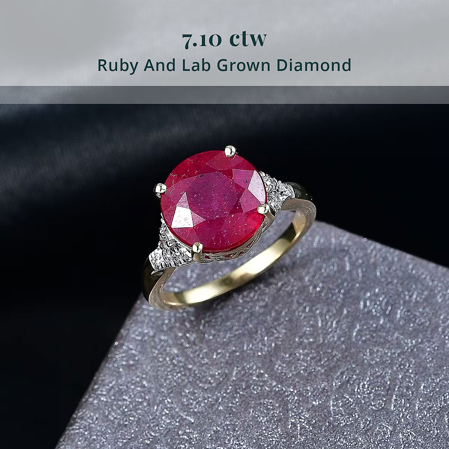 Certified & Appraised AAA Niassa Ruby (FF) and Luxuriant Lab Grown Diamond G-H SI 7.10 ctw Ring in 10K Yellow Gold (Size 10.0)