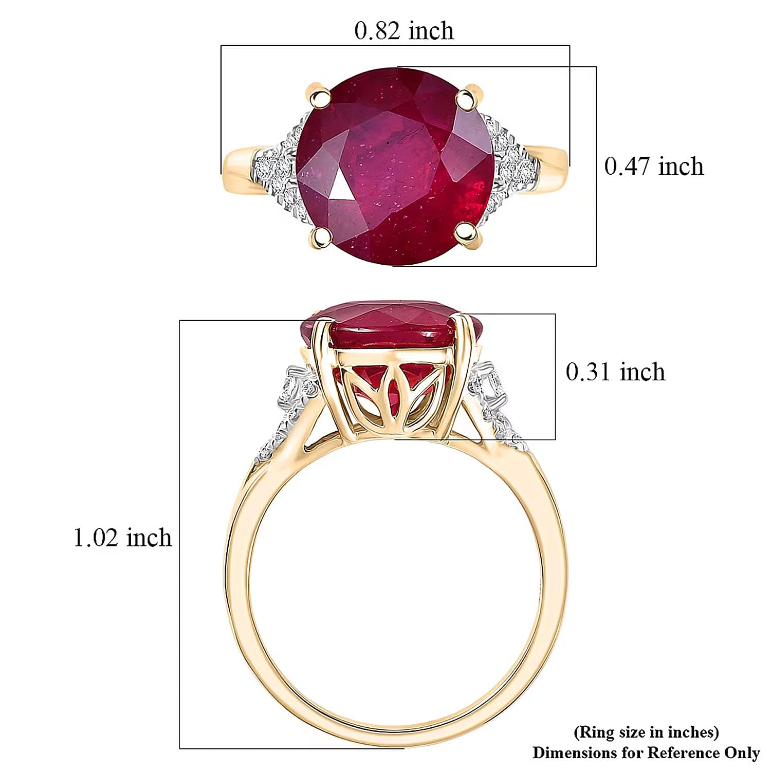 Certified & Appraised AAA Niassa Ruby (FF) and Luxuriant Lab Grown Diamond G-H SI 7.10 ctw Ring in 10K Yellow Gold (Size 10.0)