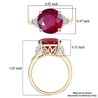 Certified & Appraised AAA Niassa Ruby (FF) and Luxuriant Lab Grown Diamond G-H SI 7.10 ctw Ring in 10K Yellow Gold (Size 10.0)