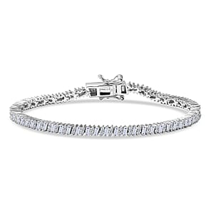 Luxuriant Lab Grown Diamond G-H SI 3.50 ctw Matrix Line Bracelet in Rhodium Over Sterling Silver (7.25 In)