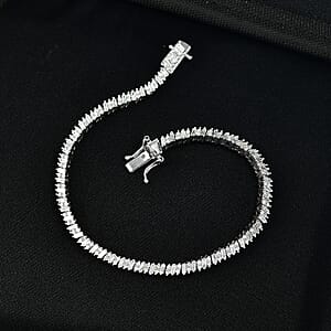 Luxuriant Lab Grown Diamond G-H SI 3.50 ctw Matrix Line Bracelet in Rhodium Over Sterling Silver (7.25 In)