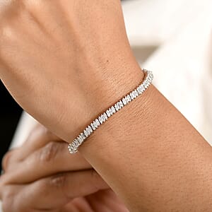 Luxuriant Lab Grown Diamond G-H SI 3.50 ctw Matrix Line Bracelet in Rhodium Over Sterling Silver (7.25 In)